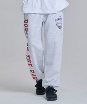 본로우 와이드 스웨트 팬츠 (화이트 그레이)