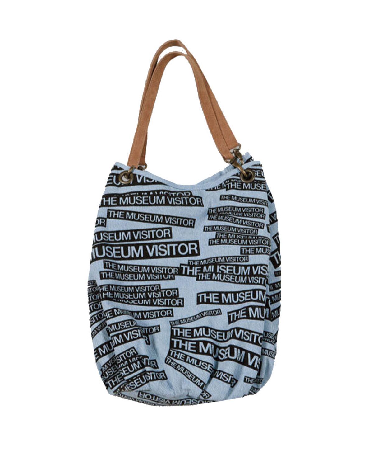 더뮤지엄비지터(THEMUSEUMVISITOR) THE MUSEUM VISITOR LOGO PRINTED LEATHER STRAP TOTEBAG (LIGHT BLUE)