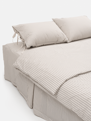 베이직 스트라이프 60수 고밀도 순면 이불커버 - 그레이