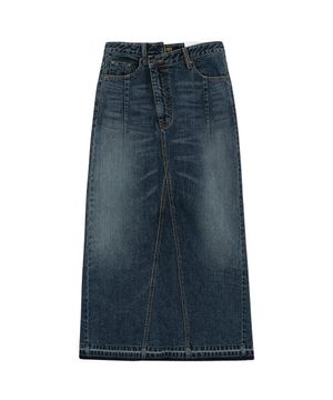 언밸런스 데님 롱 스커트
