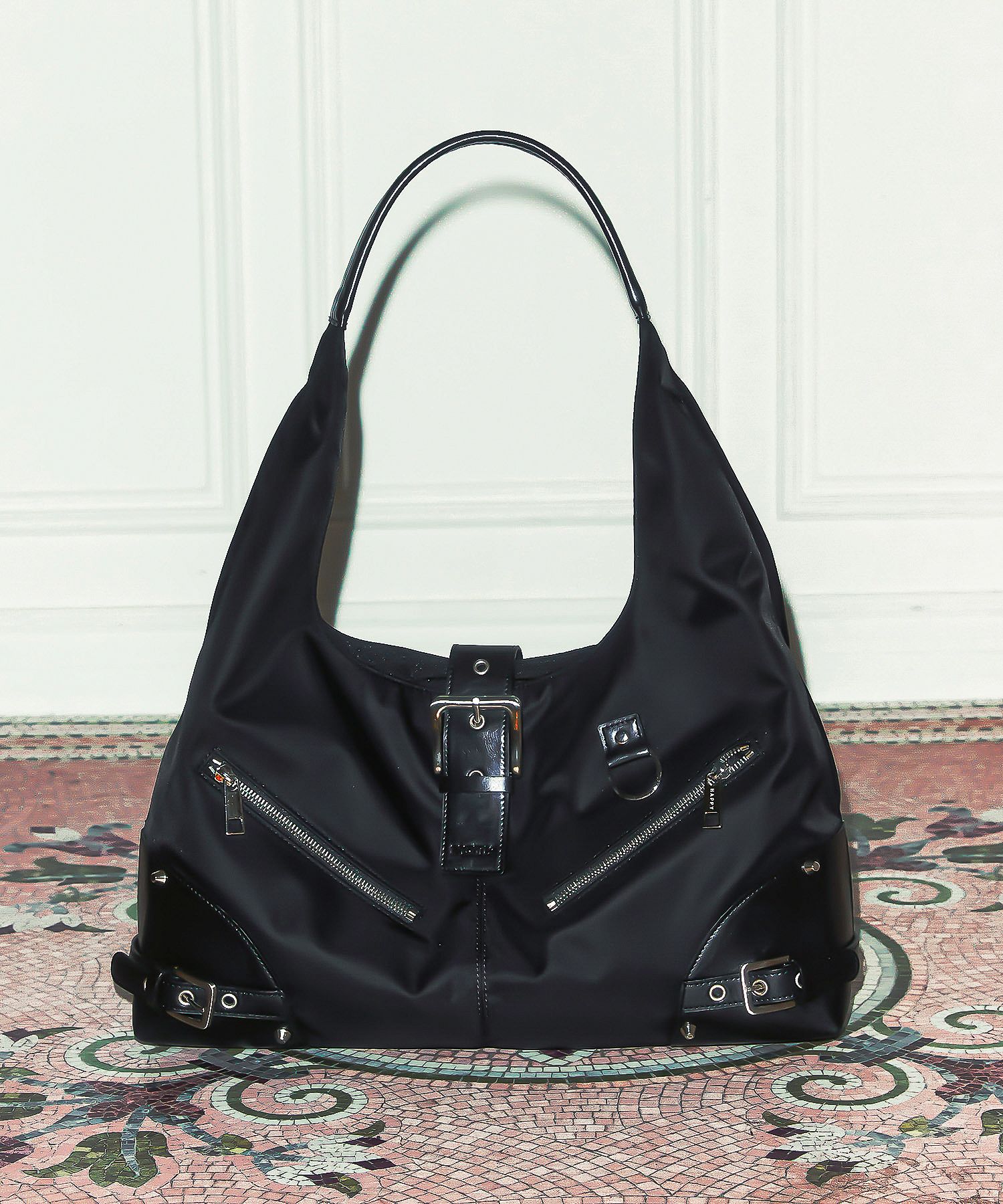 【NOT KNOWING】Black Moto Hobo Bag (NYLON) MUSINSA | NOTKNOWING Black Moto Hobo Bag (NYLON)