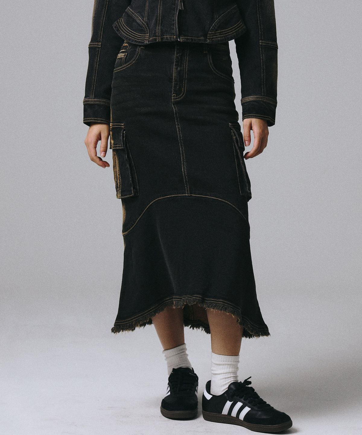 프렌다(PRENDA) HUMP RIDER DEINM SKIRT BLACK WASHED