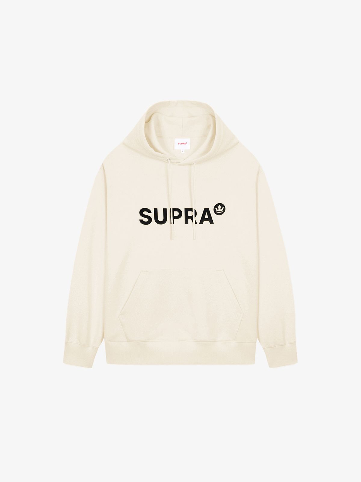 수프라(SUPRA) 에센셜 베이직 로고 오버핏 후드티(CREAM)