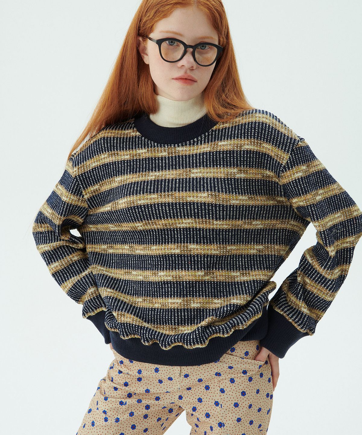 준준스페이스(JUNEJUNE SPACE) Color Mix Pullover_Navy (컬러 믹스 풀오버_네이비)