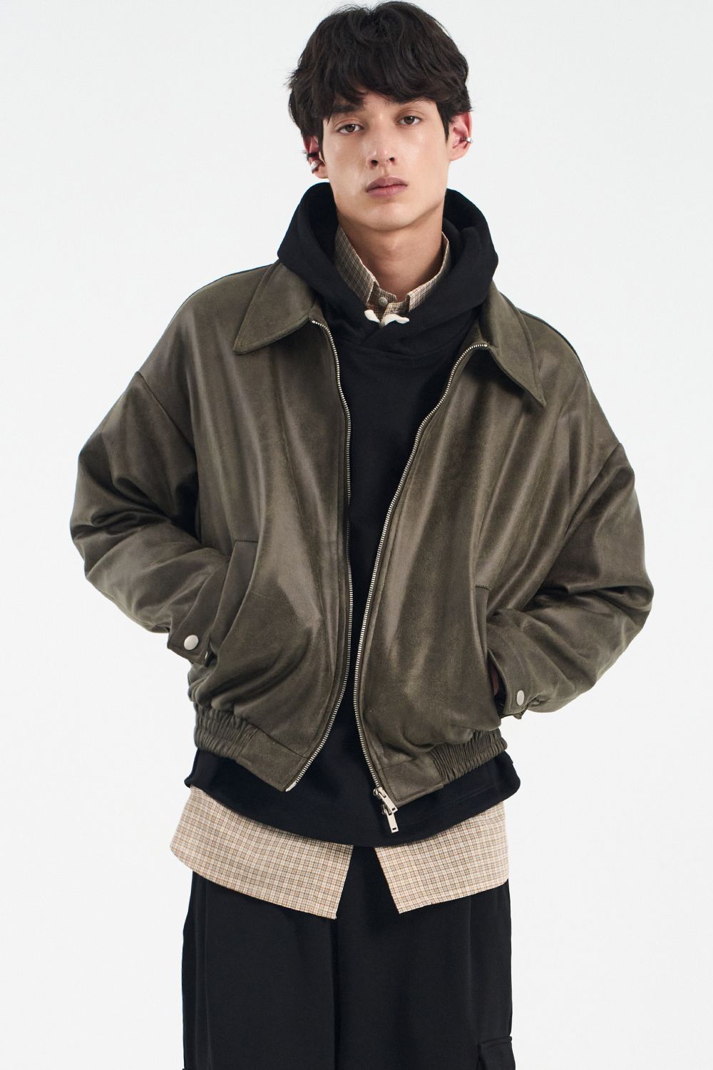 MUSINSA公式 | BLACK MOMENT Vegan suede overfit minimal incision