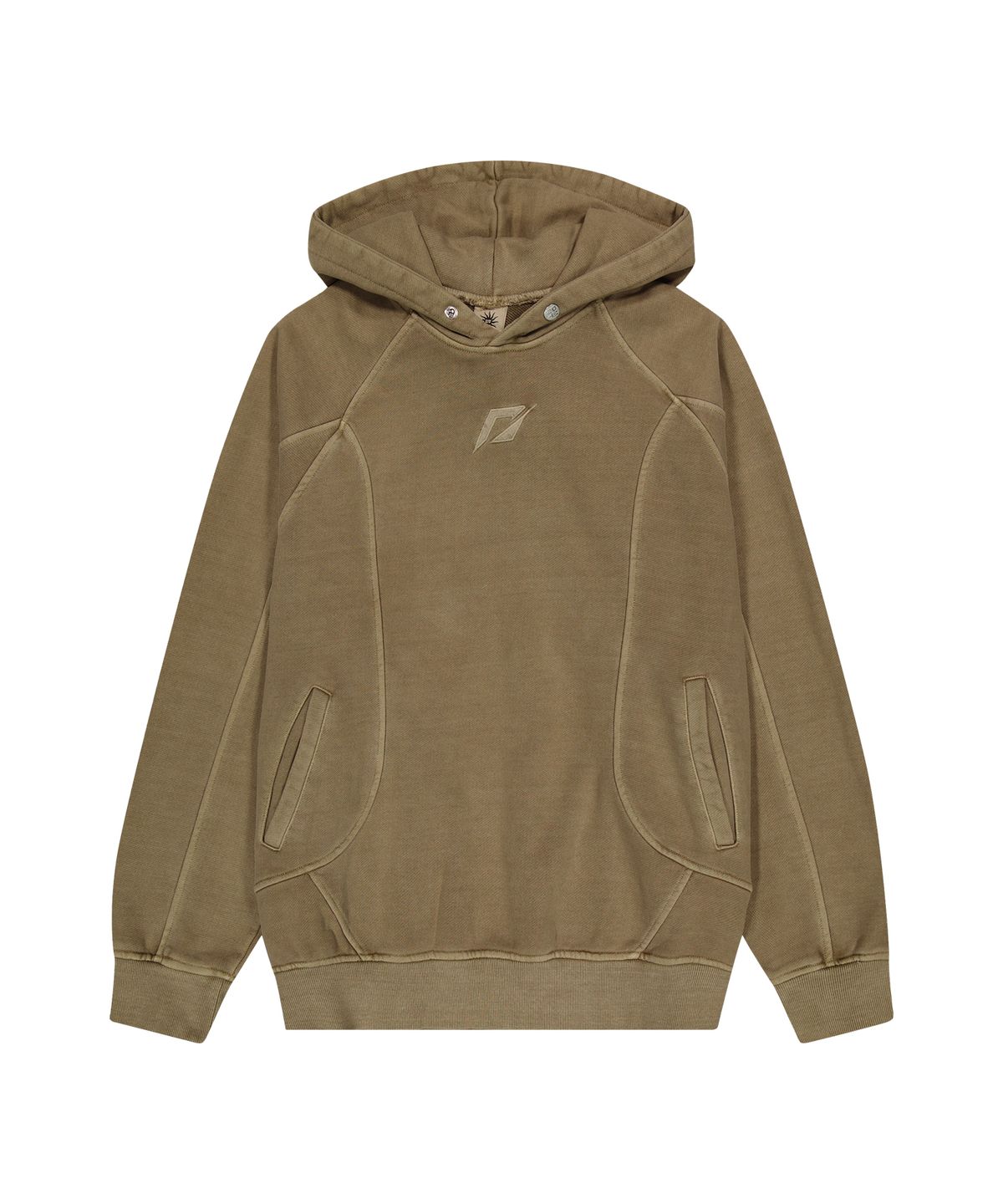 도미넌트(DOMINANT) [Heavy Cotton] Pigment Washing Puzzle Embroidered Hoodie_Brown
