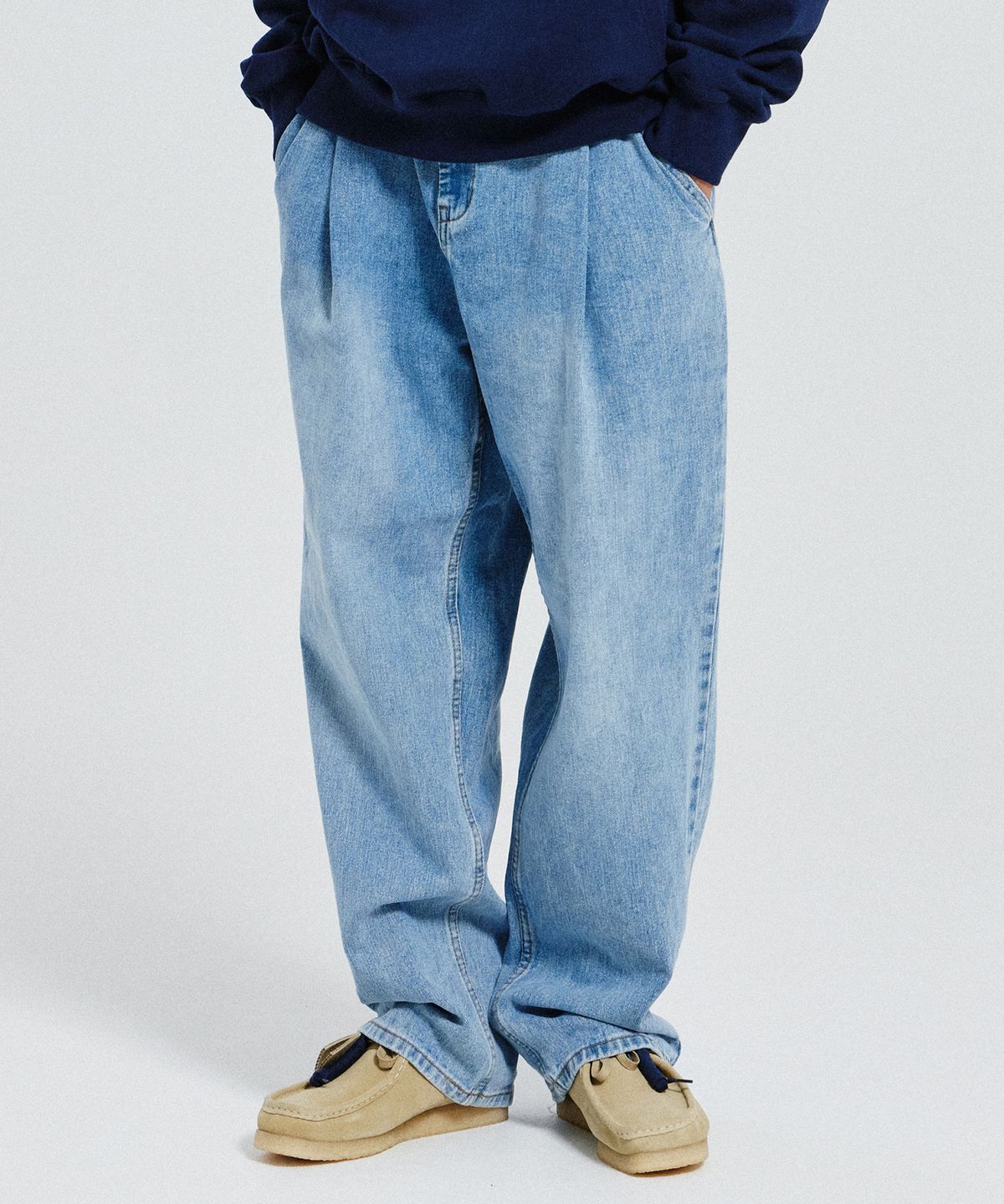 디 그랜드 마틴(DE GRAND MATIN) WIDE ONE TUCK DENIM PANTS_LIGHT BLUE