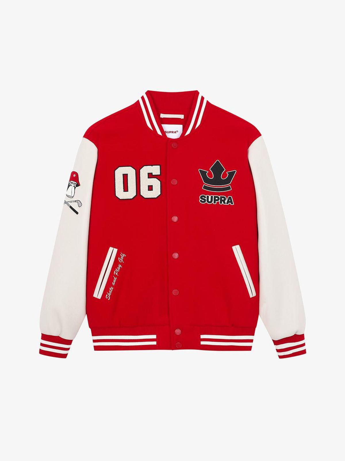 수프라(SUPRA) BAYC 울 오버핏 바시티 자켓(RED)