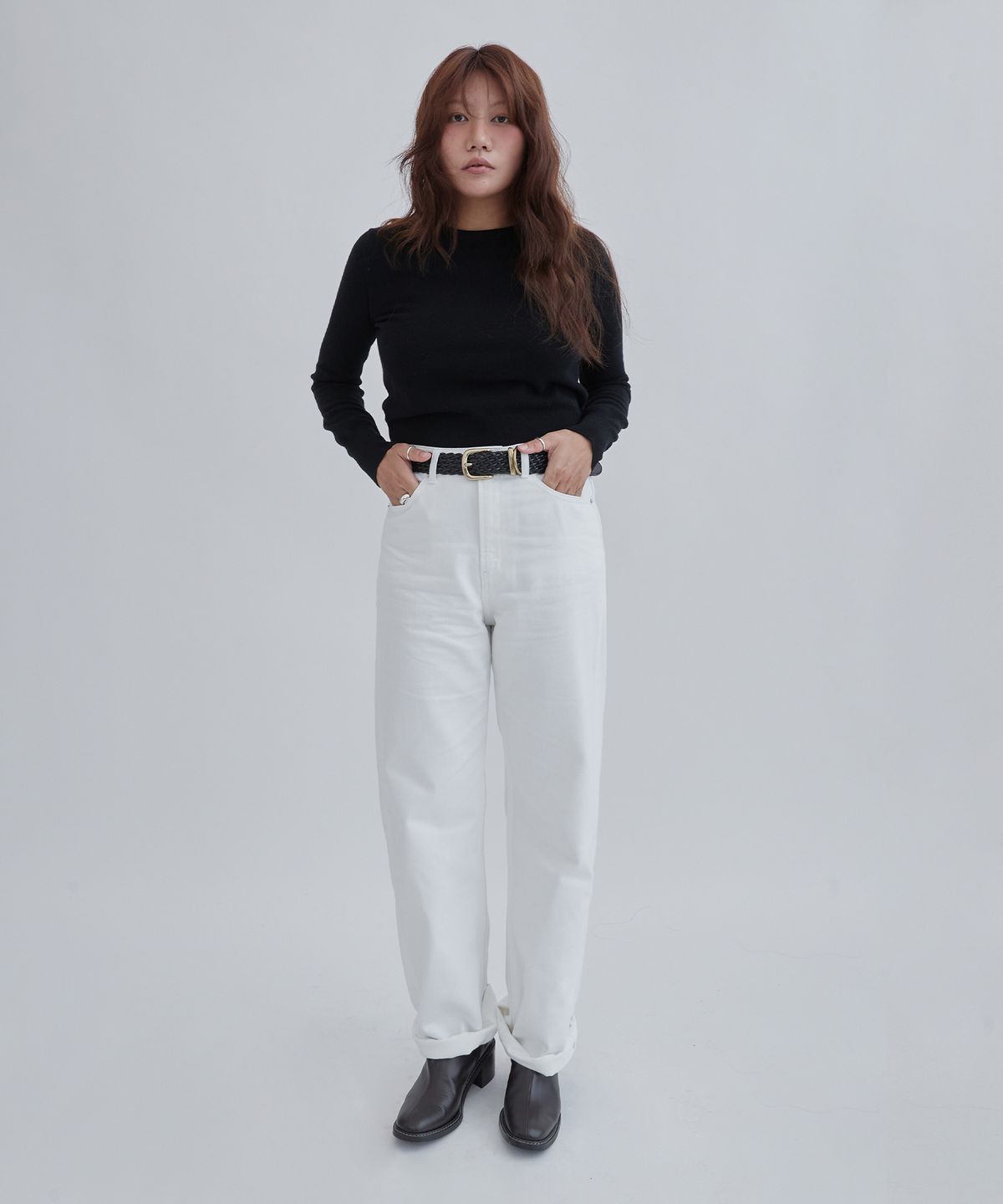 플랙 우먼(PLAC WOMEN) Sojeanne X PLAC 워시드 스트레이트 데님 팬츠 아이보리