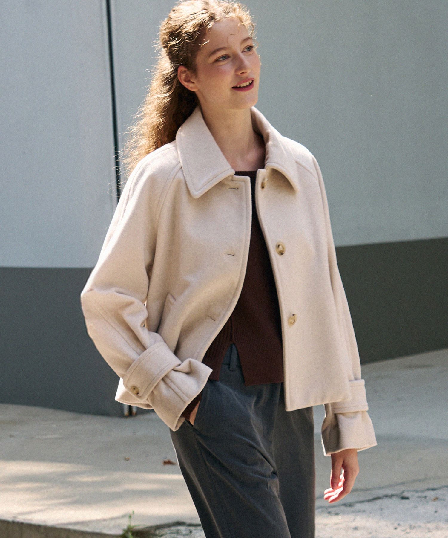 MUSINSA DRAWFIT WOMEN Soft Cashmere Raglan Short Coat [CREAM]