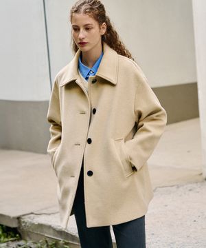 소프트 캐시미어 오버사이즈 하프 코트 [BUTTER]