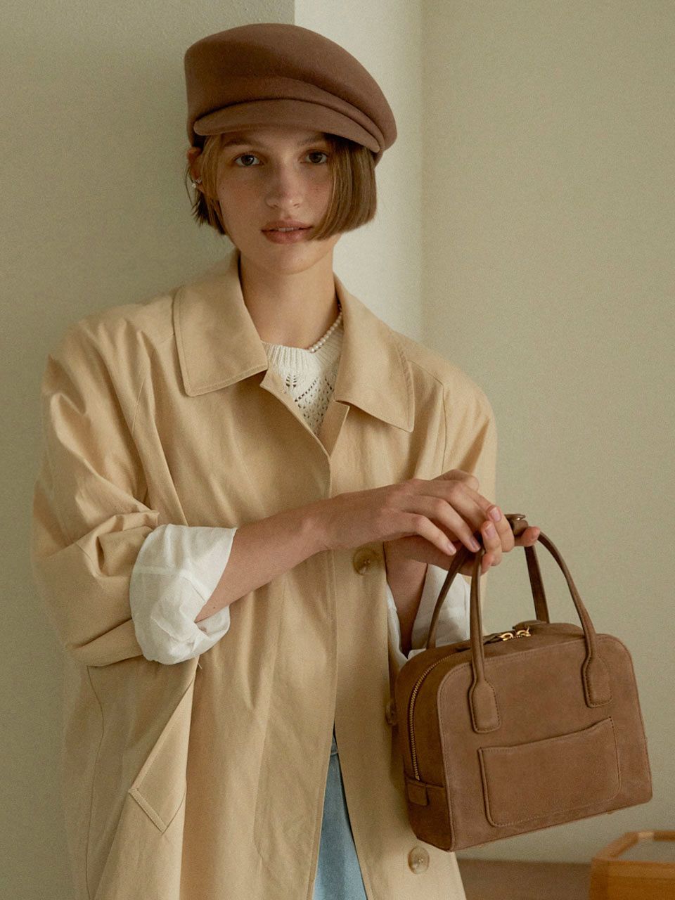 ★DE MERIEL★ Cayley Boston Bag Plus Chestnut DE MERIEL】 Cayley Boston Bag Plus