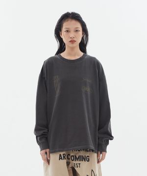 [16s Cotton]RP Pigment Washing Long Sleeve_Charcoal