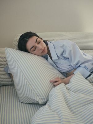 베이직 스트라이프 고밀도 순면 삼각 등쿠션 커버