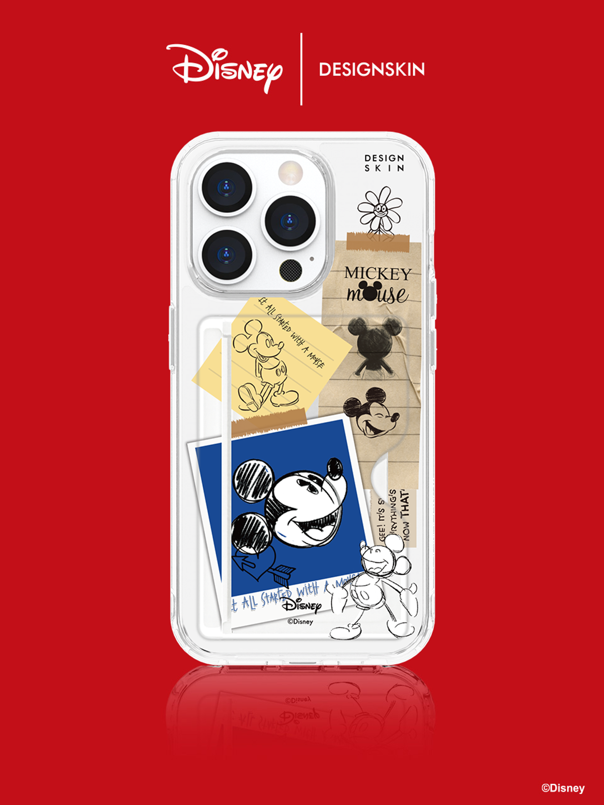 디자인스킨(DESIGNSKIN) [디즈니] 아이폰15_프로_프로맥스 피닉스 범퍼 카드슬롯 -미키마우스_레트로