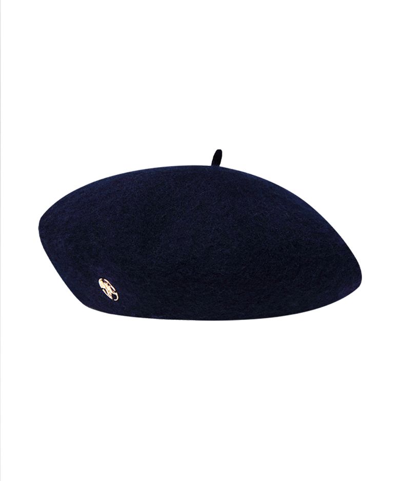 METAL CIRCLE LOGO WOOL BERET navy