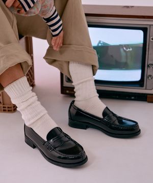 여성용 PU 와이드 페니로퍼 HS-4505_BLACK