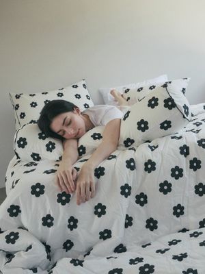 블랙 플라워 고밀도 순면 바디필로우 커버