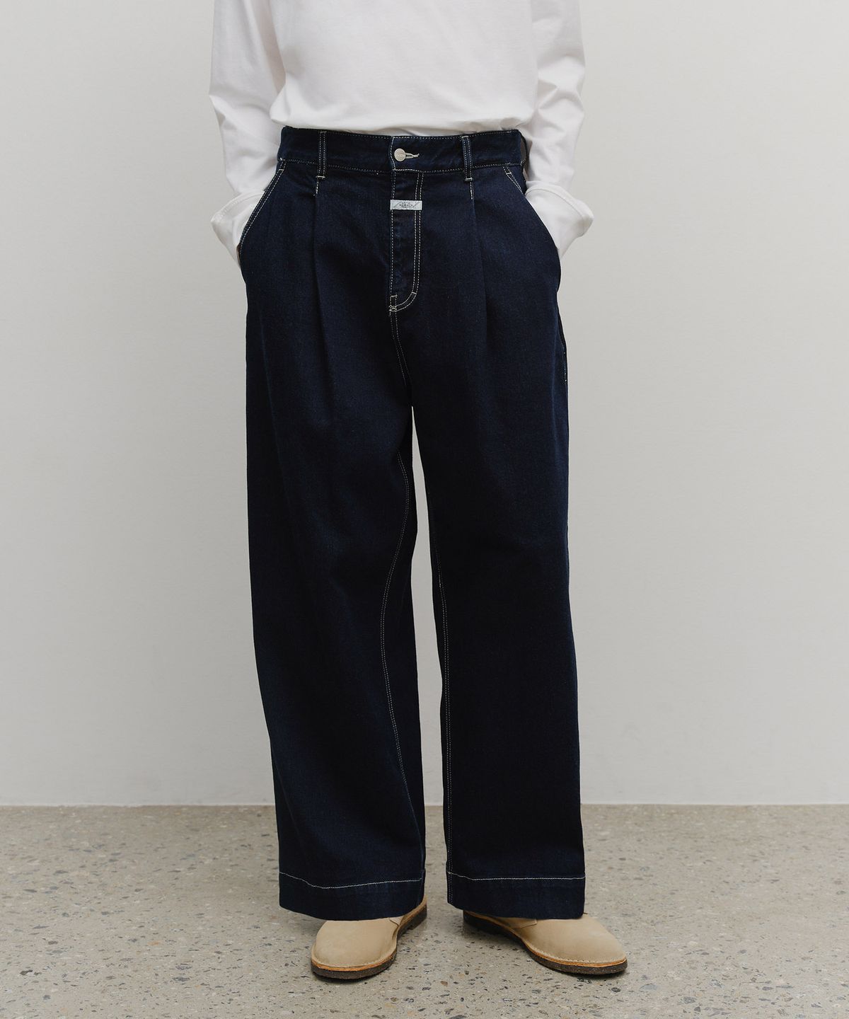 마리떼 프랑소와 저버(MARITHÉ + FRANҪOIS GIRBAUD) M LOW-WAIST TUCK WIDE DENIM PANTS dark blue