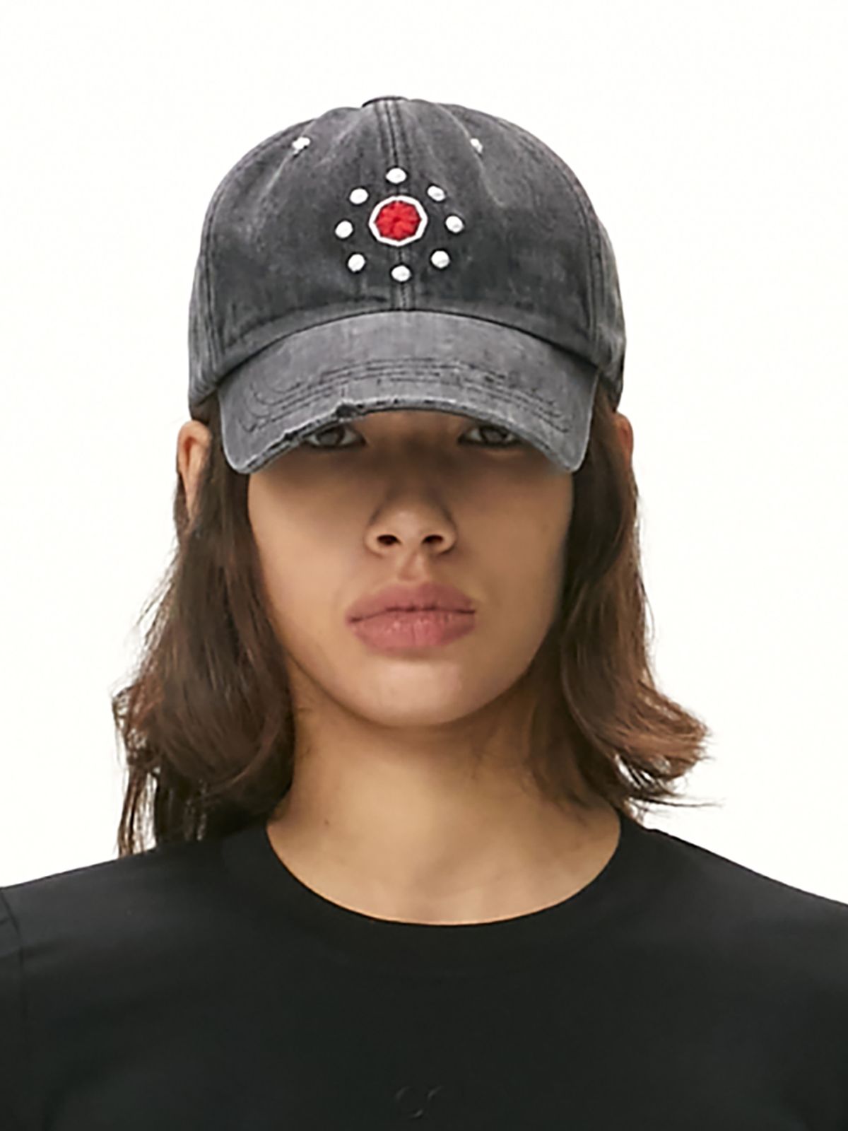 모어댄파라다이스(MORE THAN PARADISE) EMBROIDERY BALL CAP - BLACK DENIM