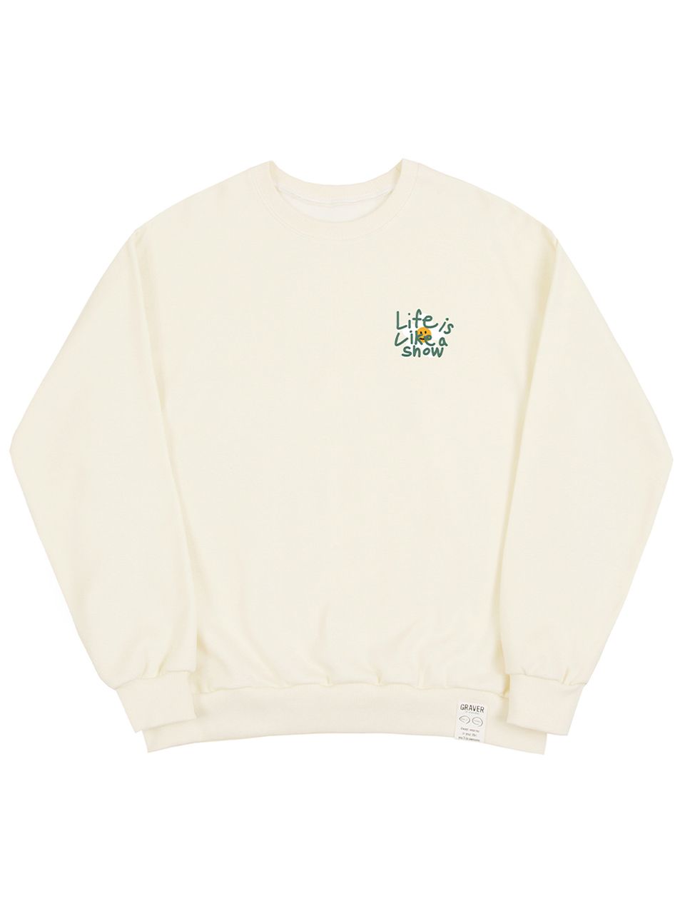 [GRAVER]★DRAWING LETTER FLOWER SMILE SWEATSHIRT MUSINSA | GRAVER [UNISEX] Drawing Letter Flower Smile
