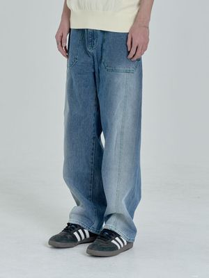 커브드 스티치 데님팬츠 (Indigo Blue)