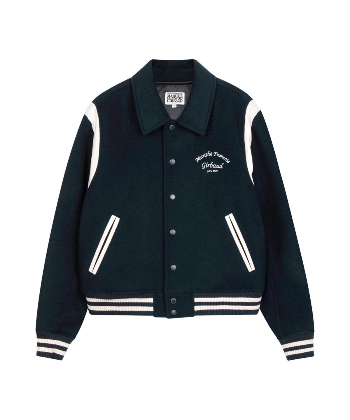 마리떼 프랑소와 저버(MARITHÉ + FRANҪOIS GIRBAUD) CHAIN LOGO VARSITY JACKET dark green