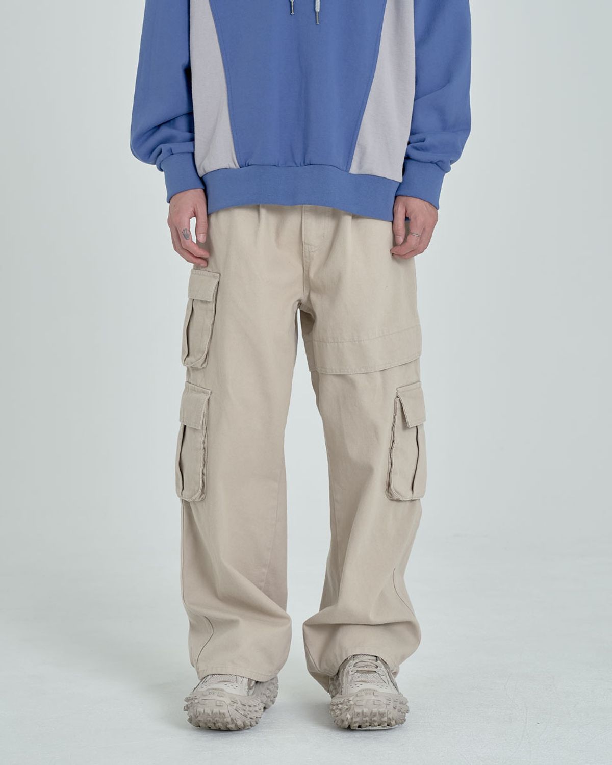 이넥시스(INEXCIS) 논페이드 와이드 카고팬츠 (Beige)