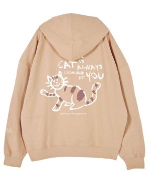 두들 캣 오버핏 드롭숄더 후디_피치