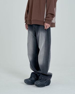 와이드 스냅 데님팬츠 (Washed Black)