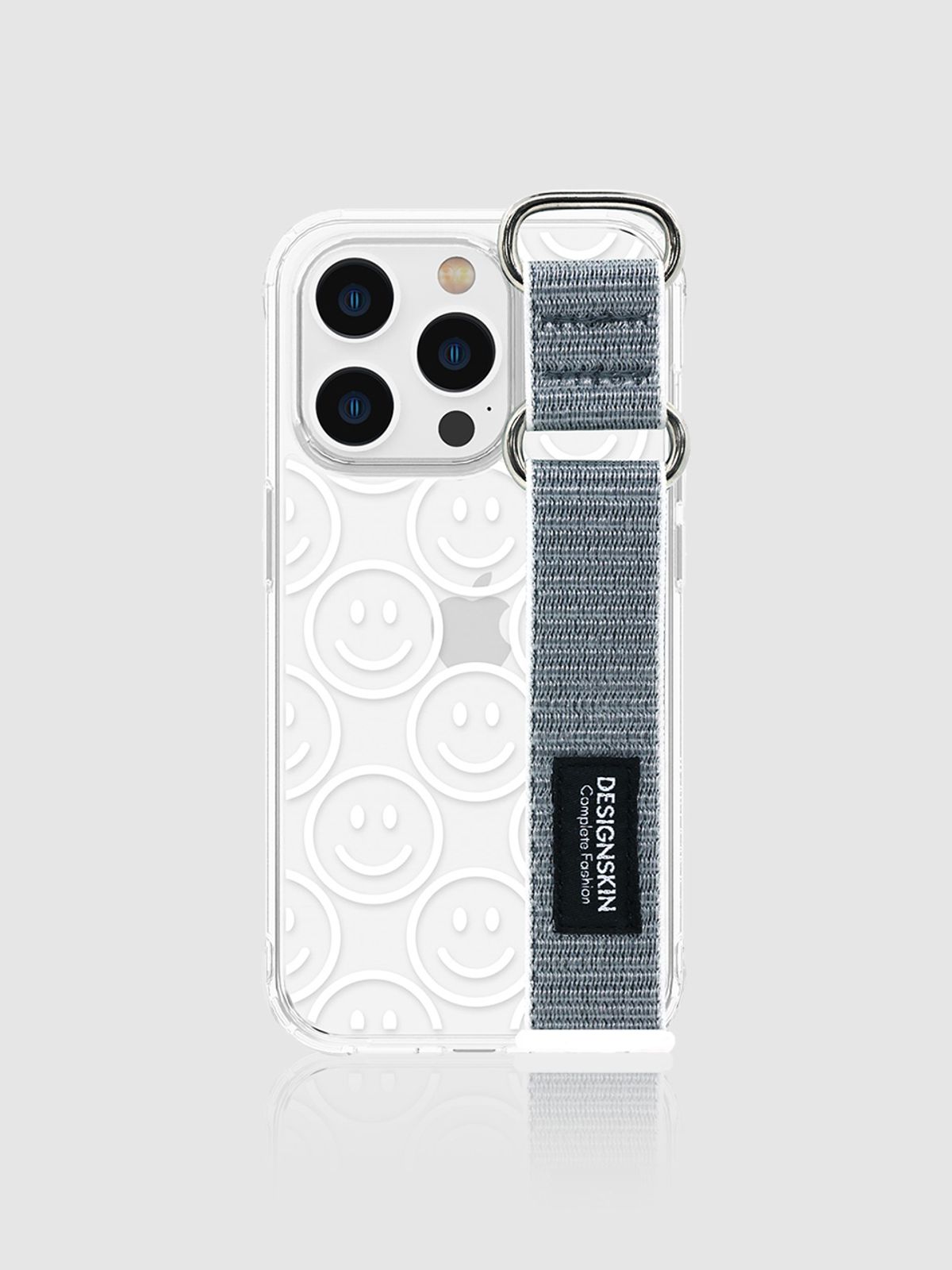디자인스킨(DESIGNSKIN) 아이폰15_프로_프로맥스 스포티스트랩 케이스-스마일 그레이