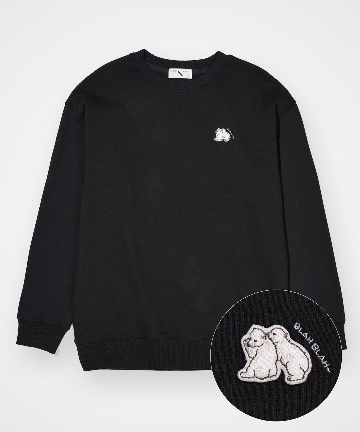 210에디트(210EDIT) 이일곰 양면 라운드 맨투맨_ZD3TS010_BLK