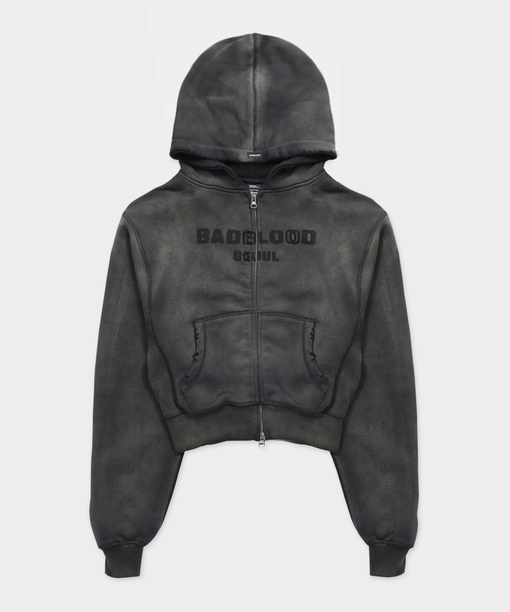 アウターその他 BADBLOOD Sun faded hooded zip-up slim fit black MUSINSA公式 | BADBLOOD Sun faded hooded zip-up slim fit - black