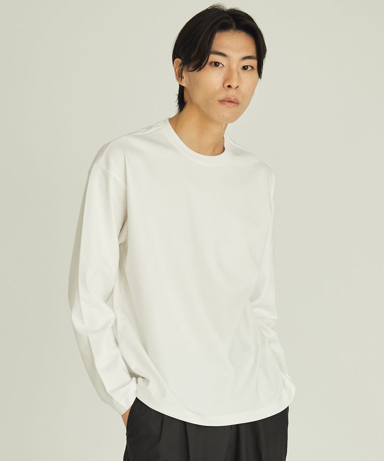 [시그니처 코튼] 세미오버핏 긴팔티 (화이트)