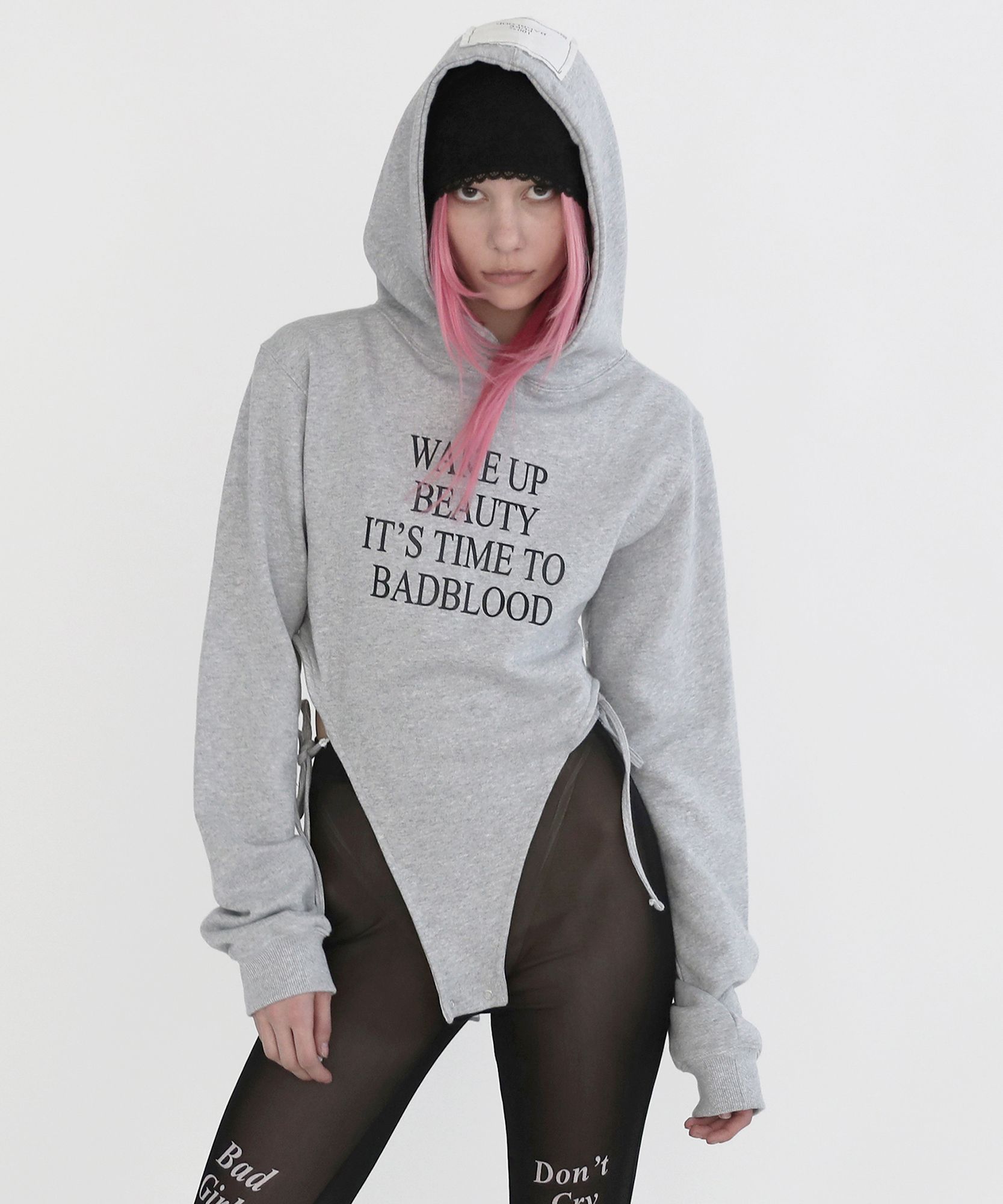 トップス BADBLOOD Wake Up Hooded Bodysuit - Gray BADBLOOD Wake Up Hooded Bodysuit - Gray