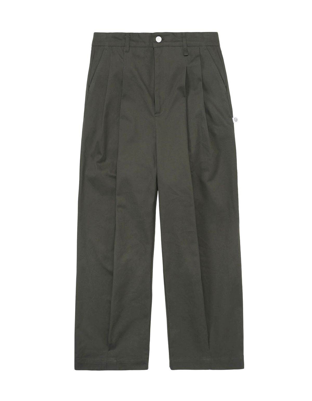 로어즈(LORES) Creased Wide Pants - Dark Olive