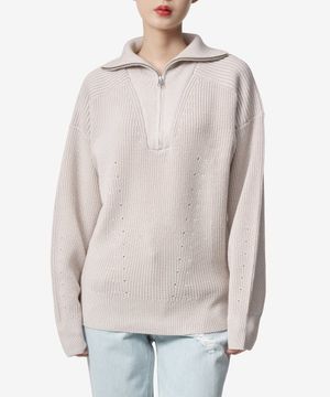 베니 하프 집업 니트 - 에크루 / PU0080FAA3L80E23EC