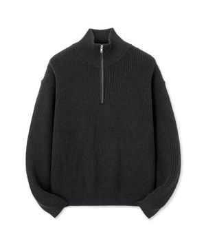 마일드코튼 하프집업 니트 [차콜]