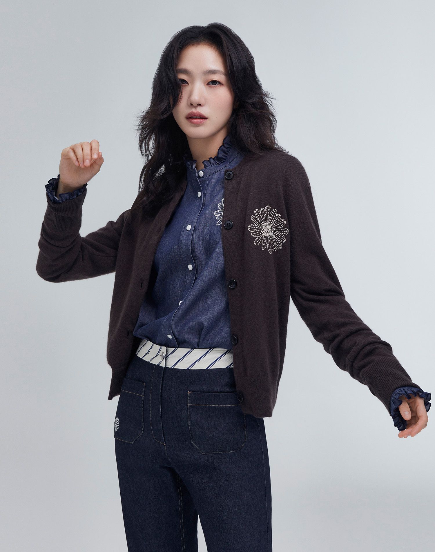 CASHMERE BLENDED CARDIGAN ROUND NECK（カーディガン/ボレロ