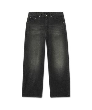 더스티 워시드 와이드 데님 팬츠 [블랙]