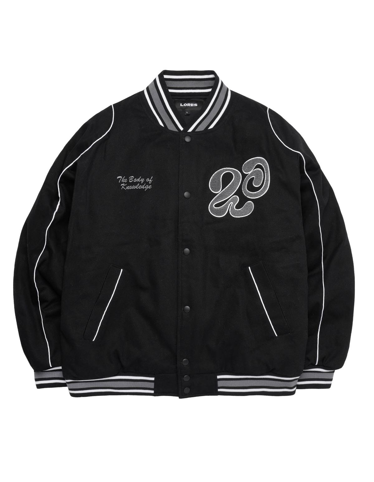 로어즈(LORES) Meditation Varsity Jacket - Black