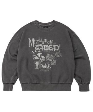 그래픽 피그먼트 맨투맨 - 차콜