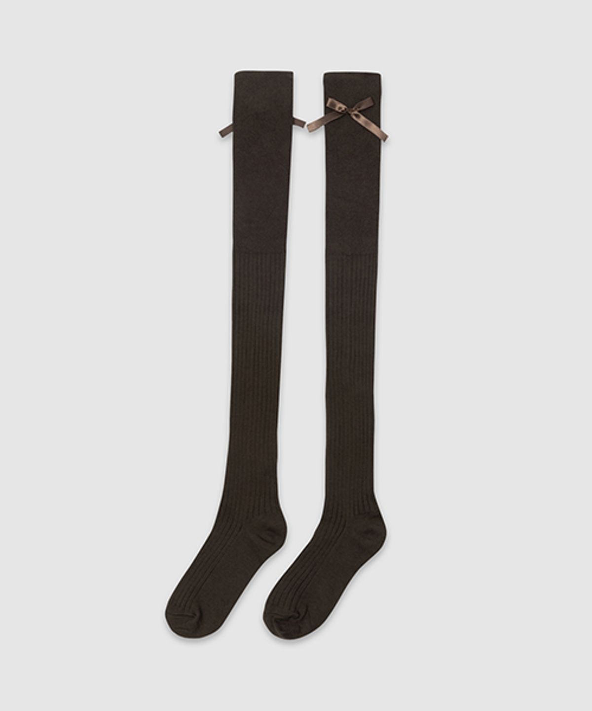 플러피시트러스(FLCT) Ribbon over knee socks_Brown