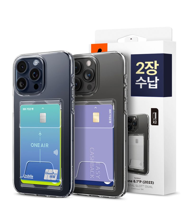 아이폰15 프로 맥스 카드 케이스 크리스탈슬롯듀얼