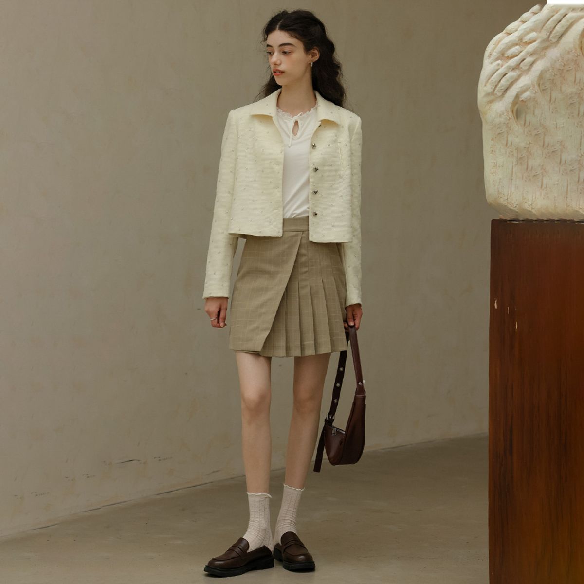 던드롭(DUNDROP) DD_Preppy suit two-piece set_Skirt