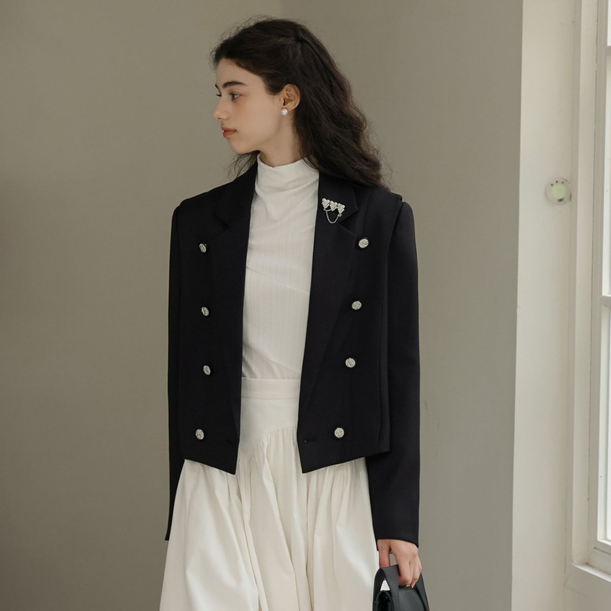 던드롭(DUNDROP) DD_Layered double button short jacket
