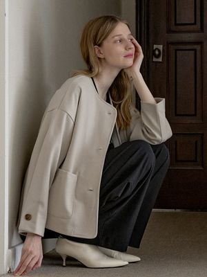 Overfit Round TR Jacket - BEIGE