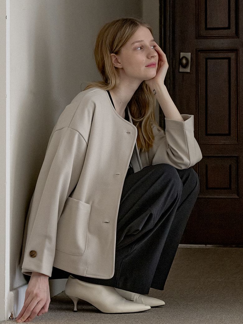 Overfit Round TR Jacket - BEIGE