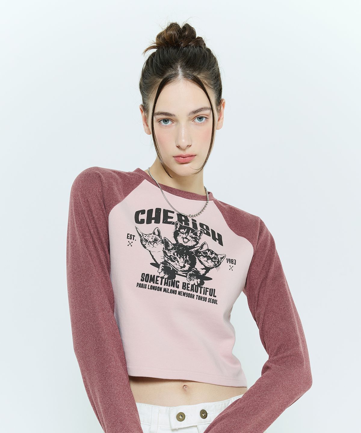 라티젠(LARTIGENT) L6 CAT RAGLAN T-SHIRT(PINK)