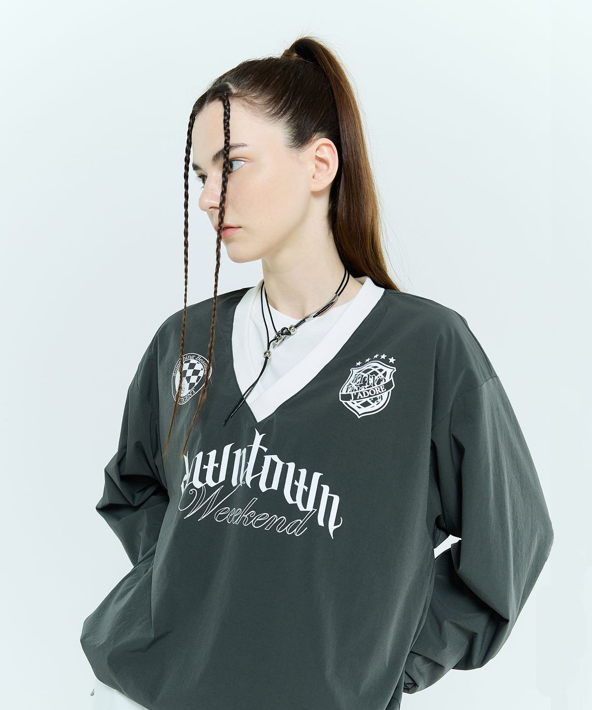 라티젠(LARTIGENT) L6 STRING NYLON PULLOVER(CHARCOAL)